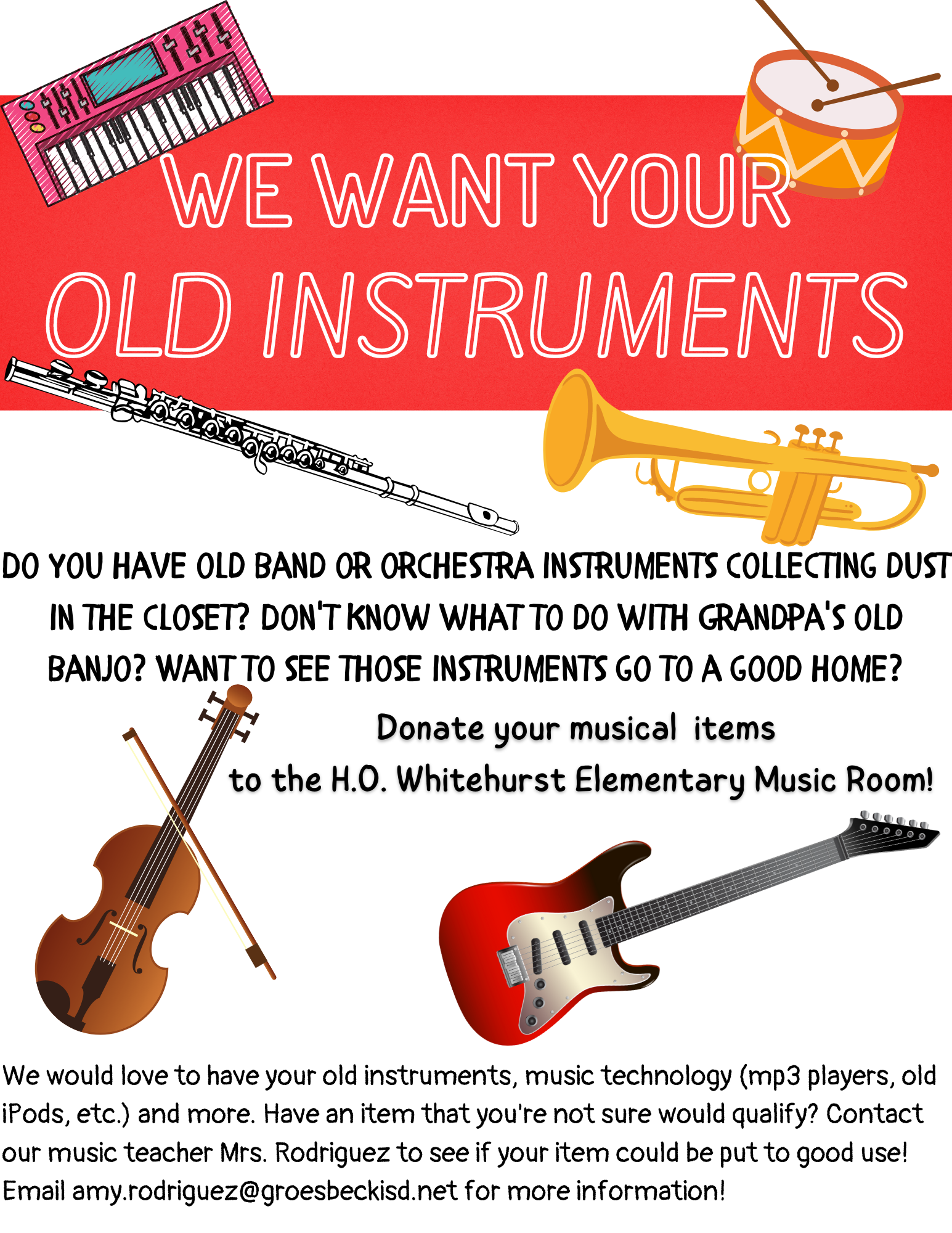 Old instrument donation poster