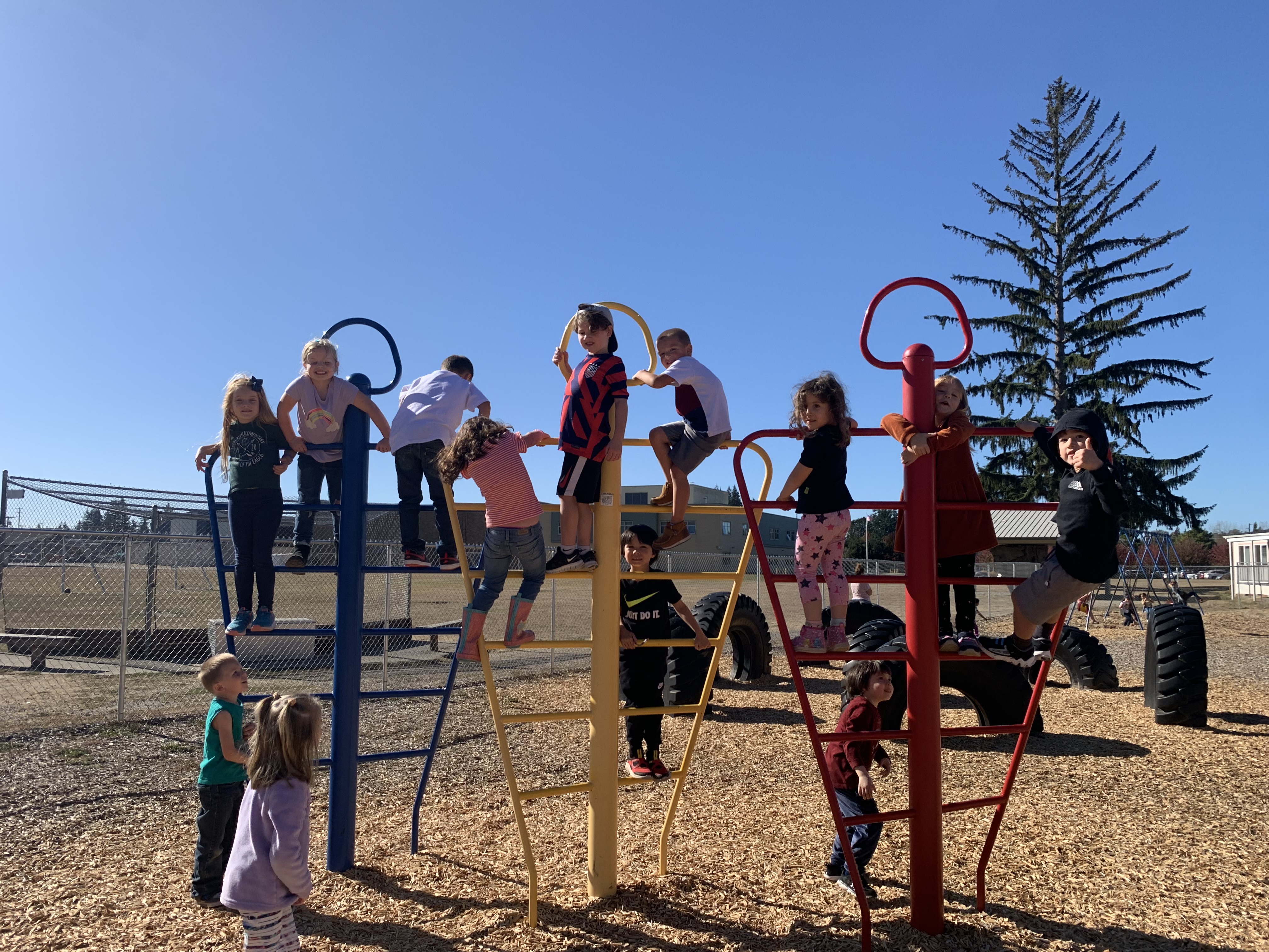 Evergreen students on the playground.