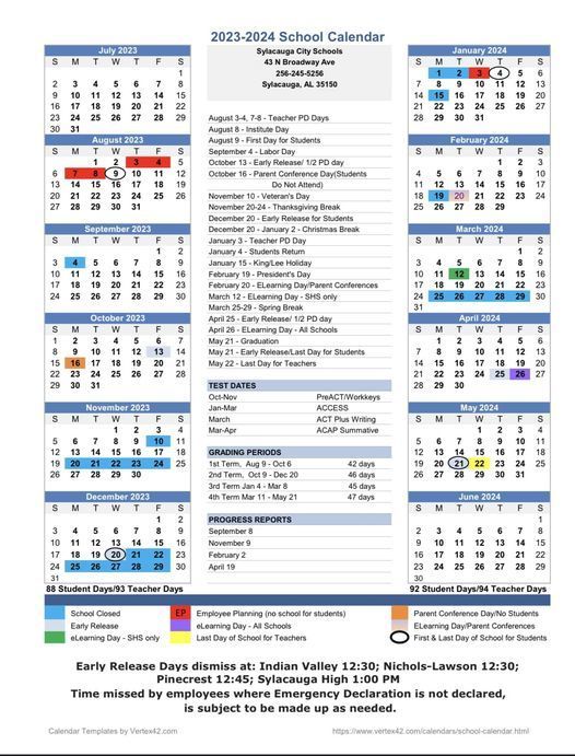 School Calendar | Pinecrest Elementary School