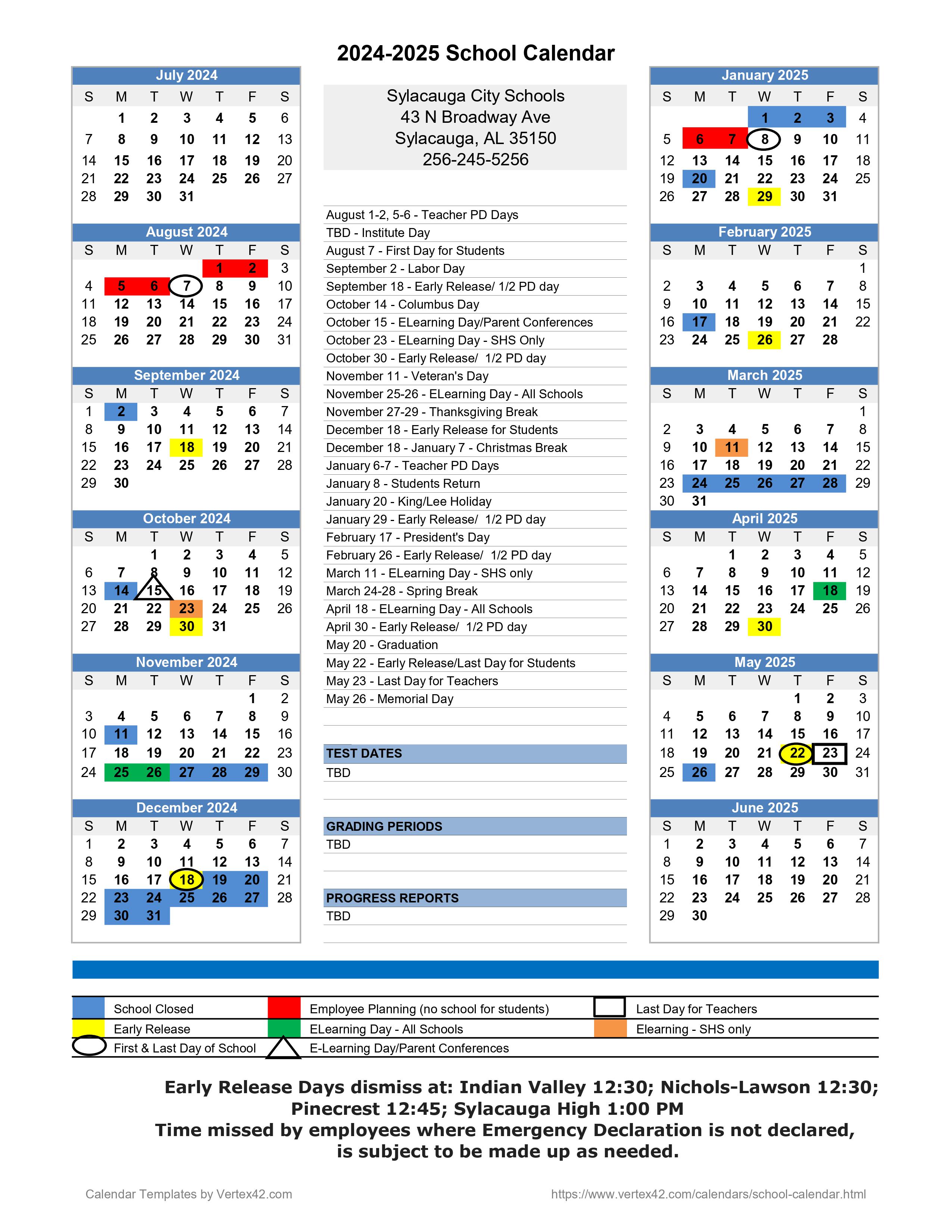 school calendar