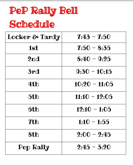 pep rally schedule times