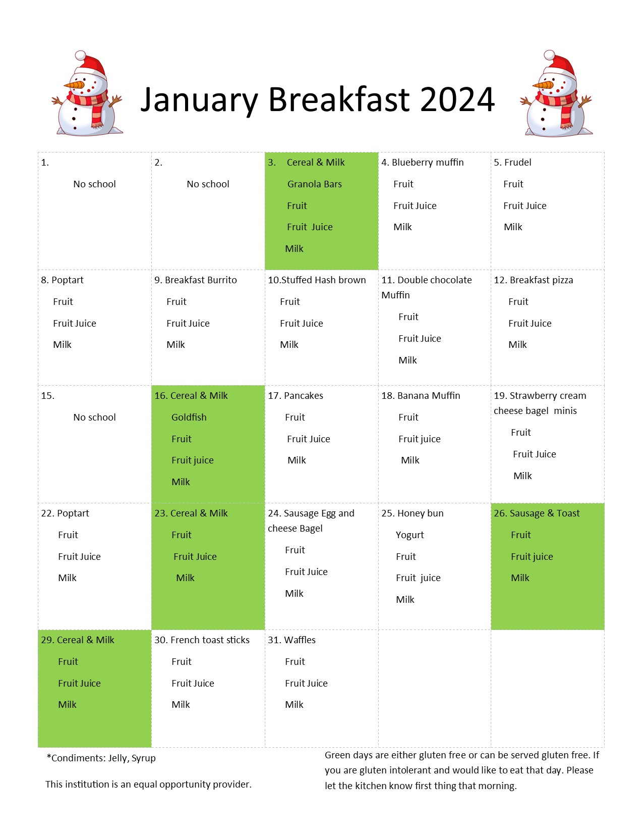 Food Service Slater School District
