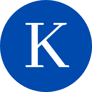 White K in blue circle