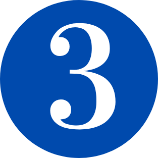 White 3 in blue circle