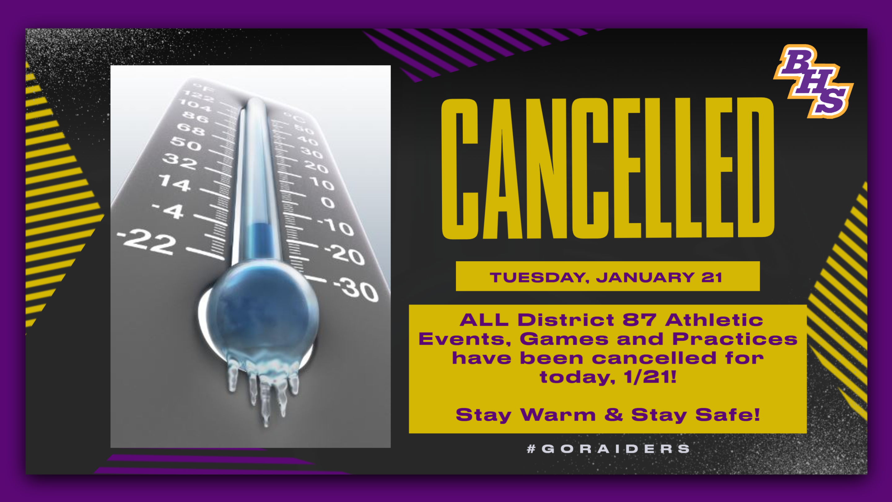 Jan 21 - All D87 Athletics - Cancelled