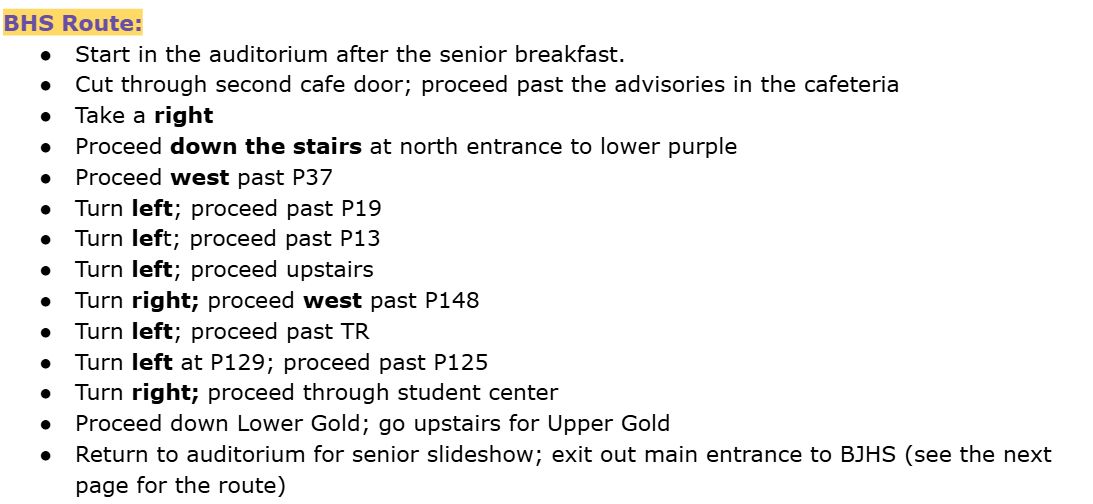 BHS Parade Route
