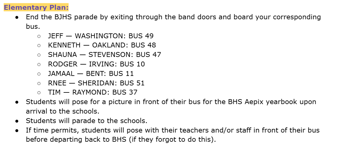 Elementary Parade Route