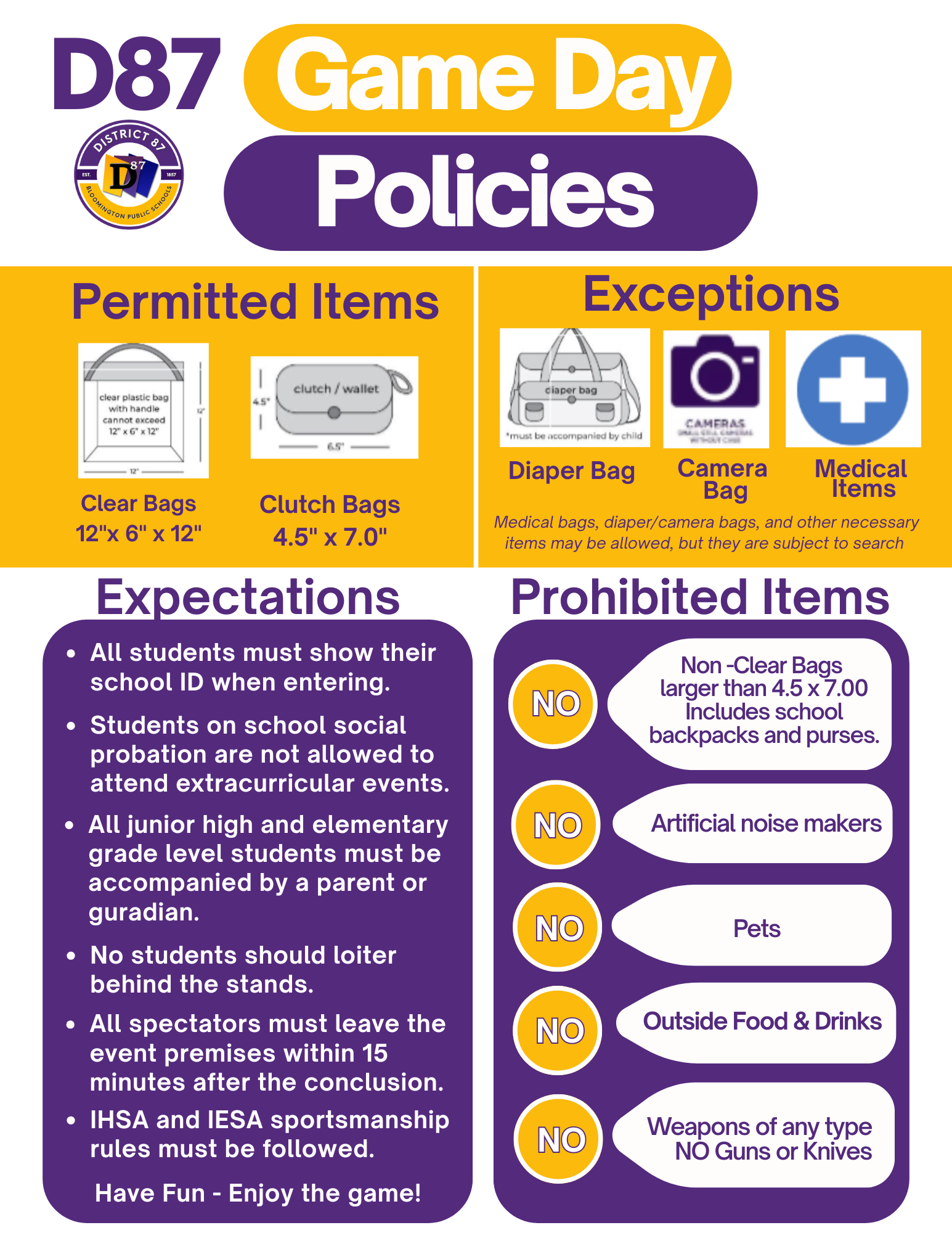 D87 Clear Bag Policy