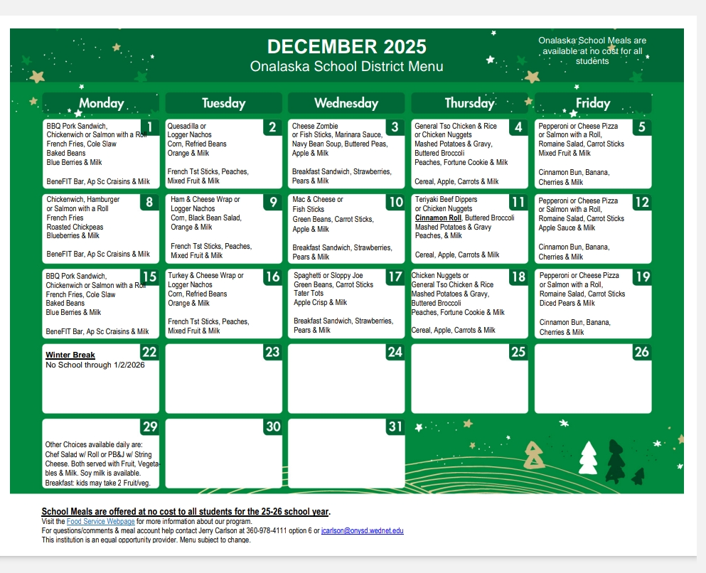 Picture of December Menu