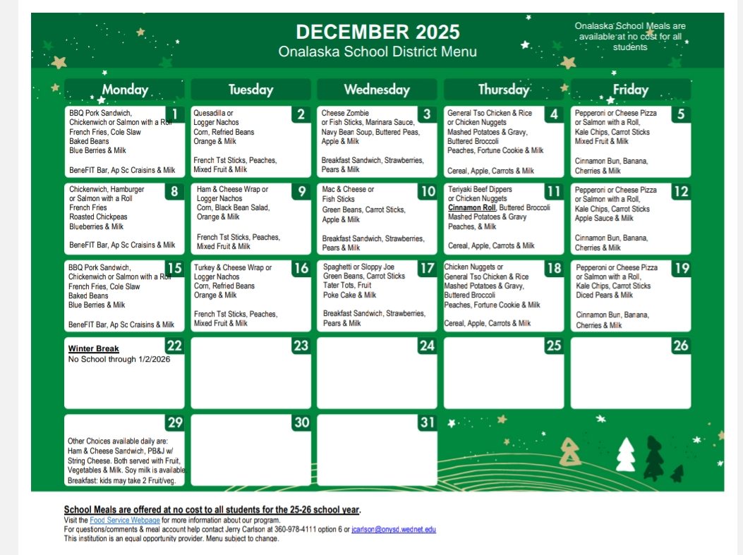 Picture of December Menu