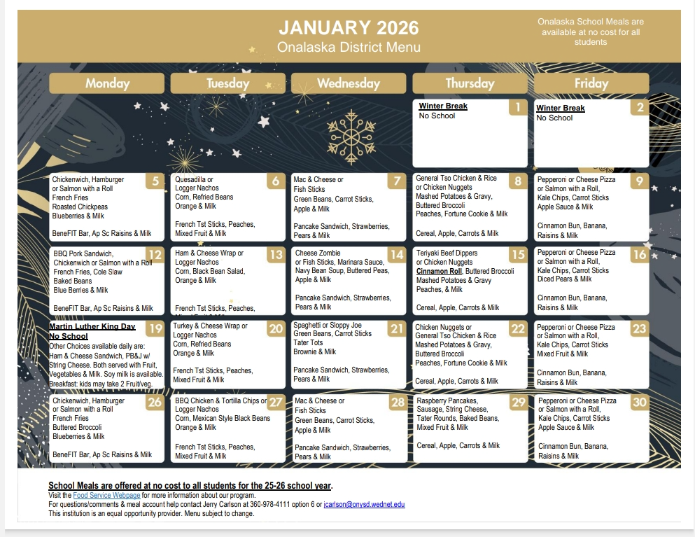 Picture of the January Menu