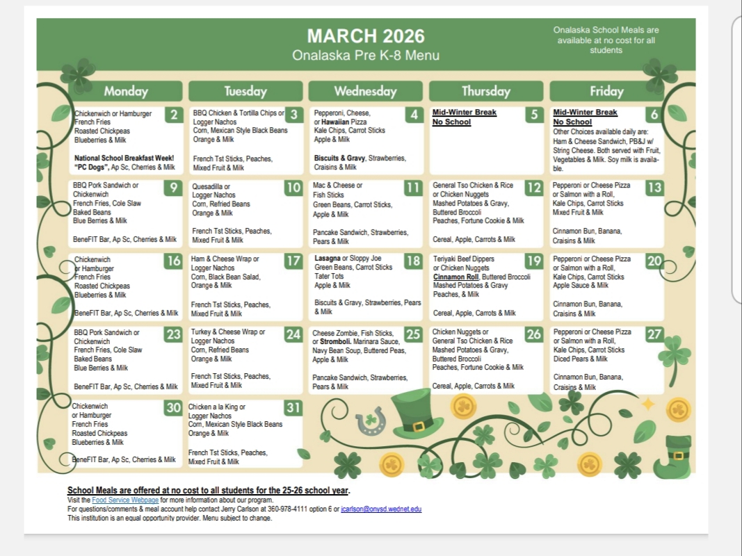 Picture of March Menu
