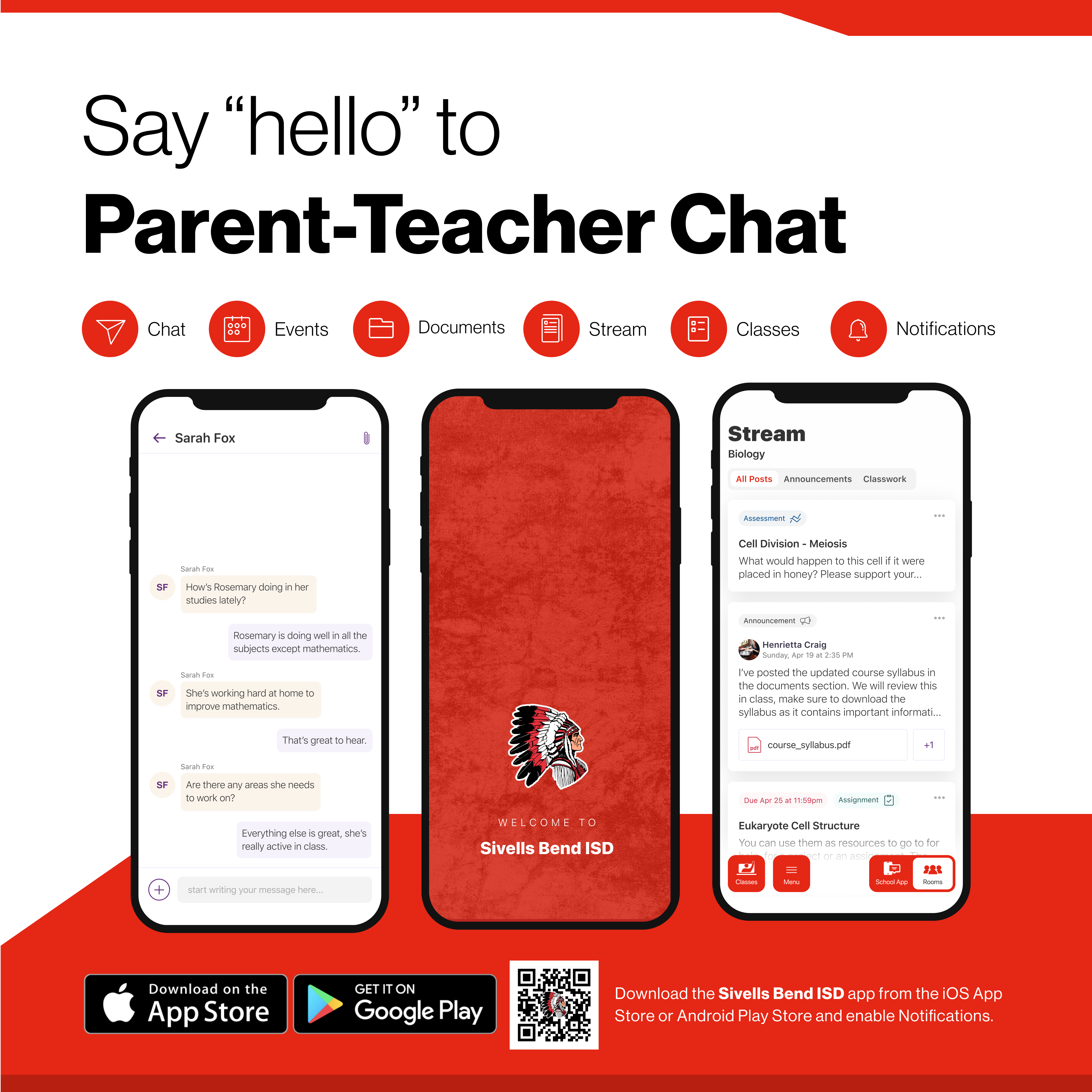 say hello to parent teacher chat flyer