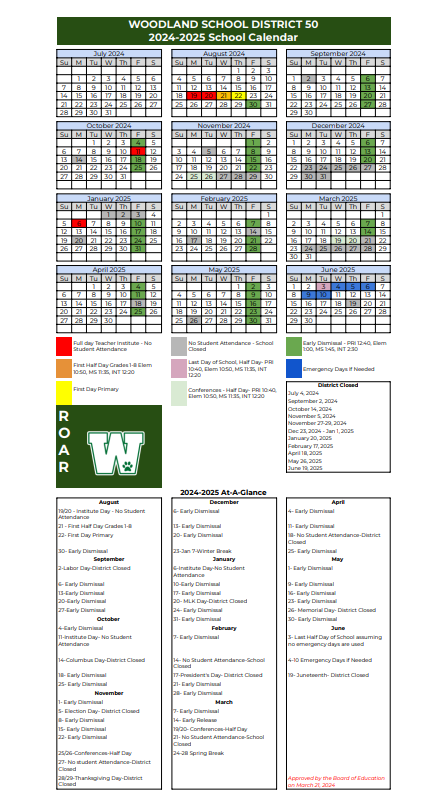 2024-2025 School Year Calendar