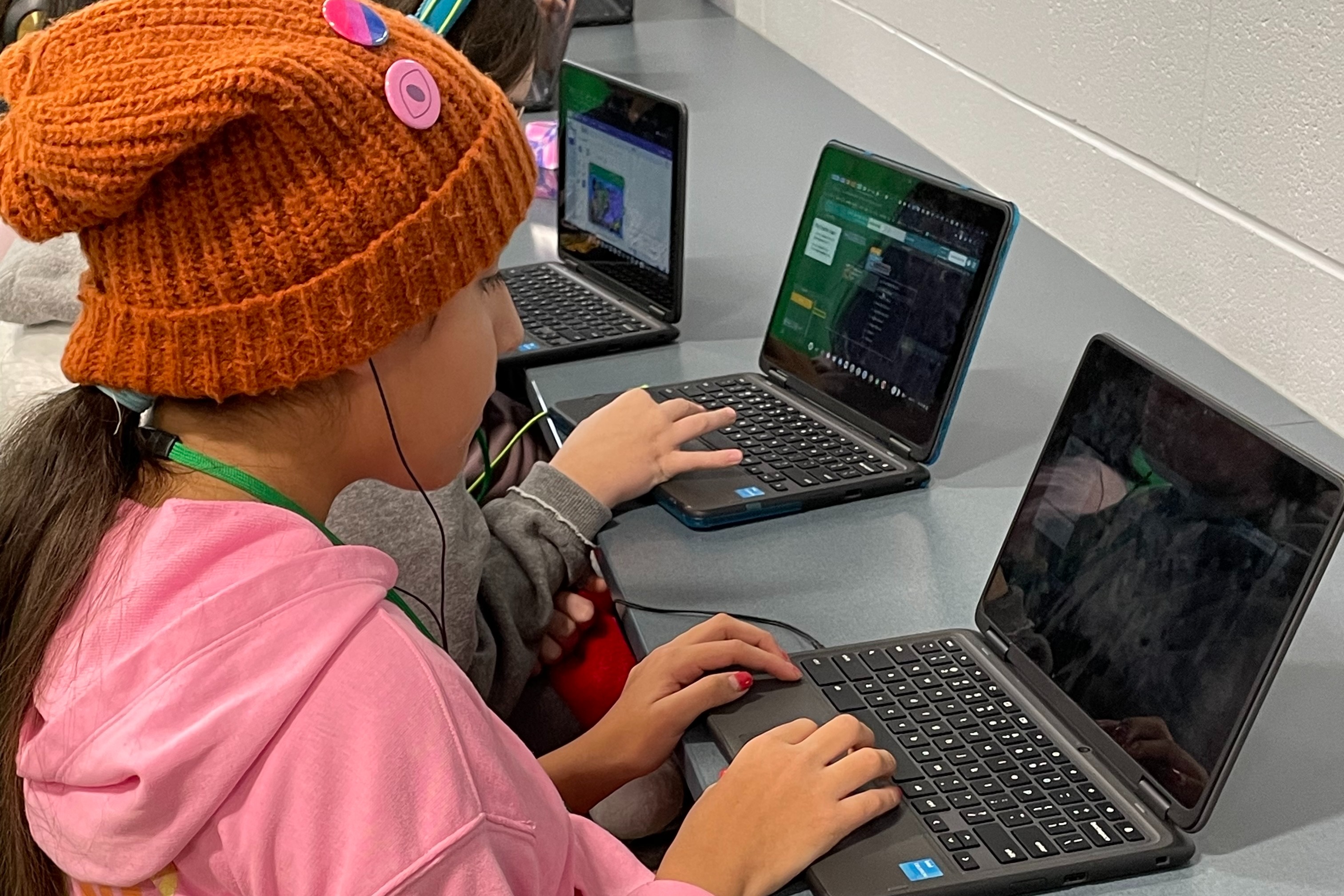 student on a computer