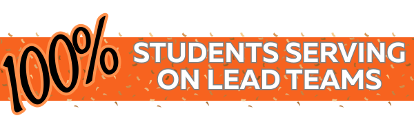 100% students serving on lead teams