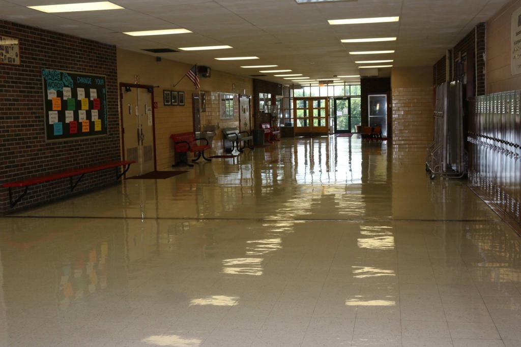 A photo of the school hallway