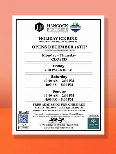 Holiday Ice Rink Schedule