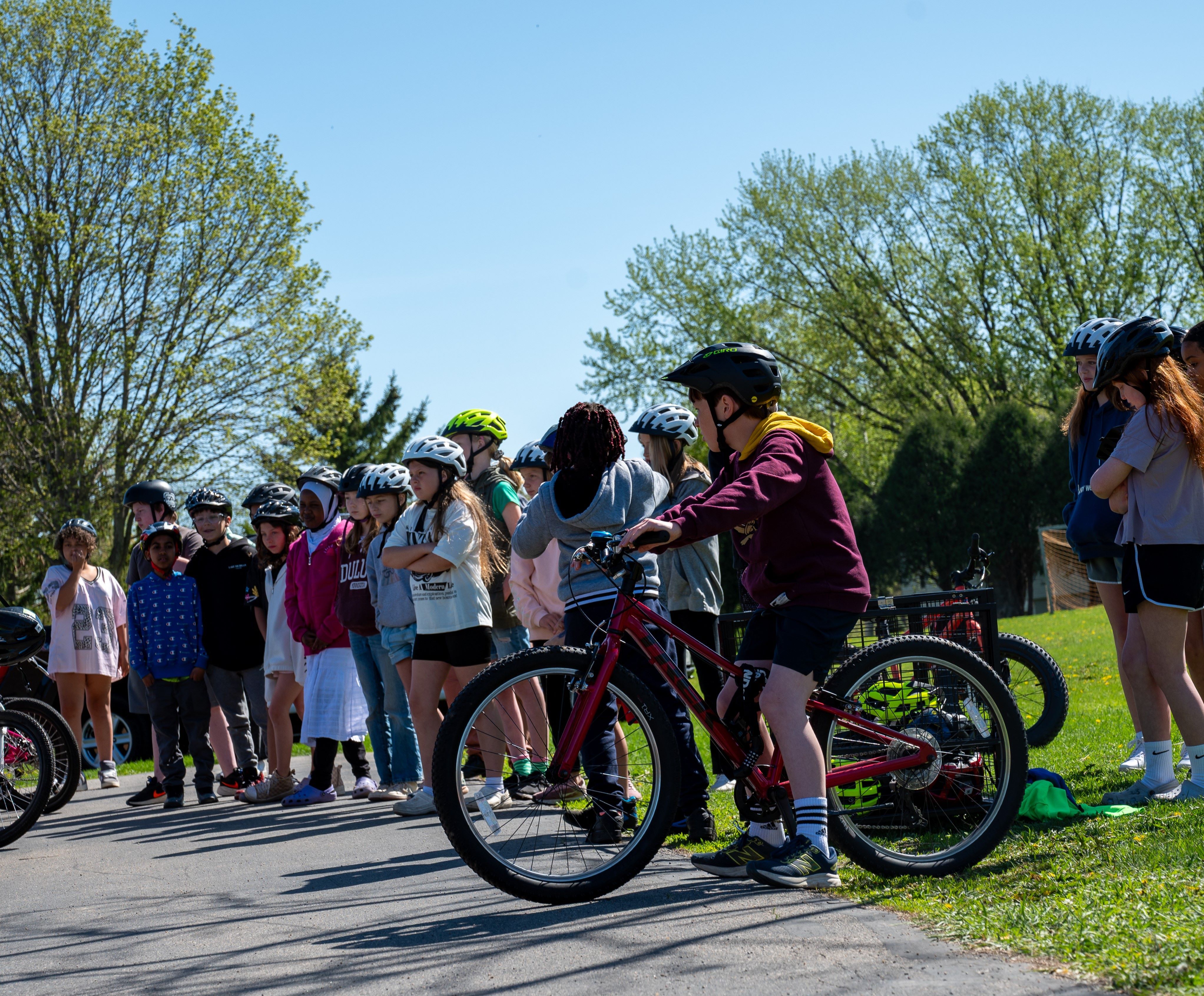 class ready to ride on bikes