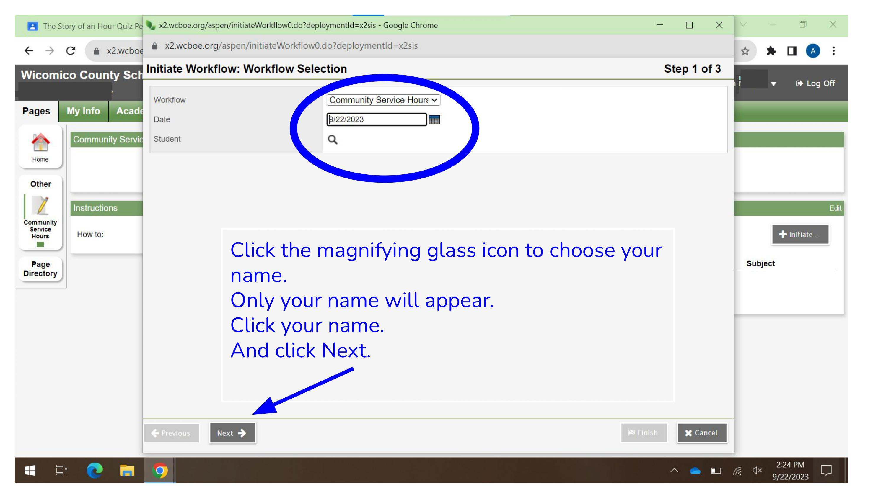 Student Service Learning Directions Middle