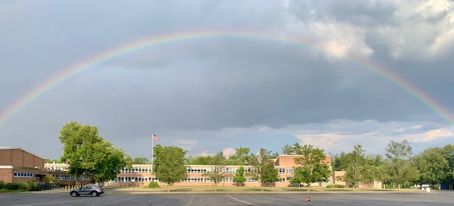 CMS Building with Rainbow