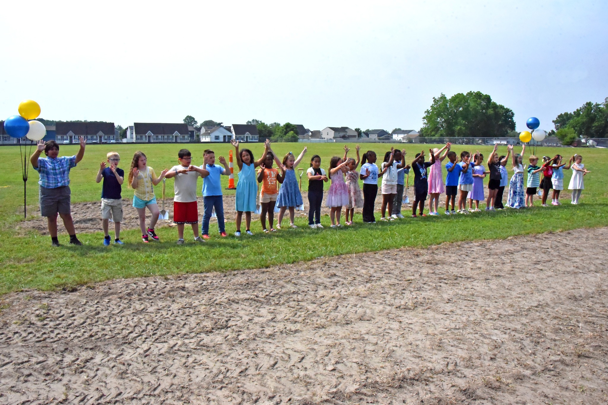 Image of students outside during the ceremonial groundbreaking for the new Fruitland Primary