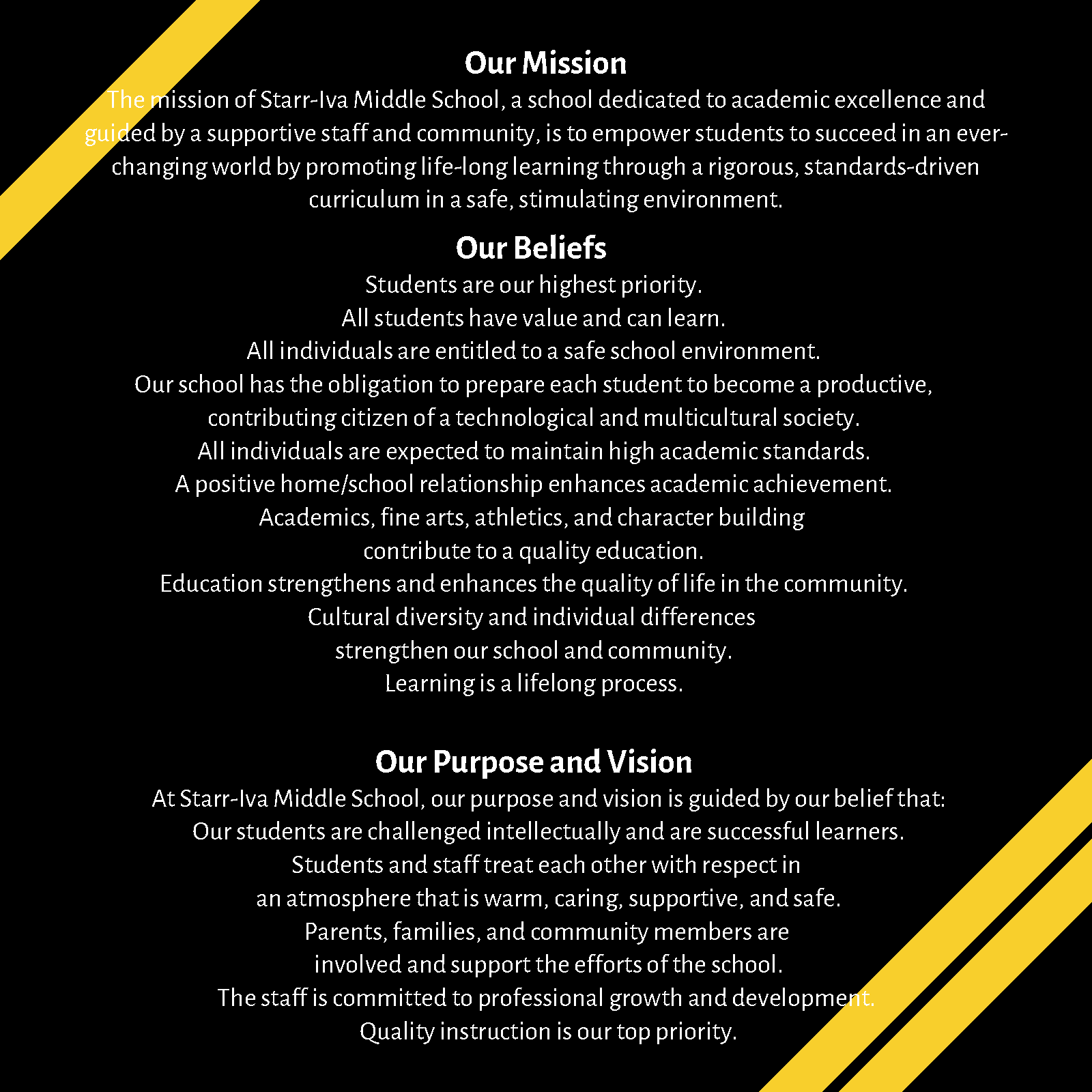 Mission, Beliefs, Purpose and Vision of the school