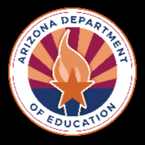 Arizona Department of Education circular logo and the state flag