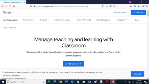 Screen Shot of Google Classroom