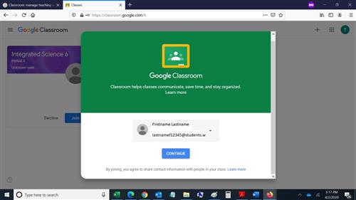 Google Classroom Screen Shot