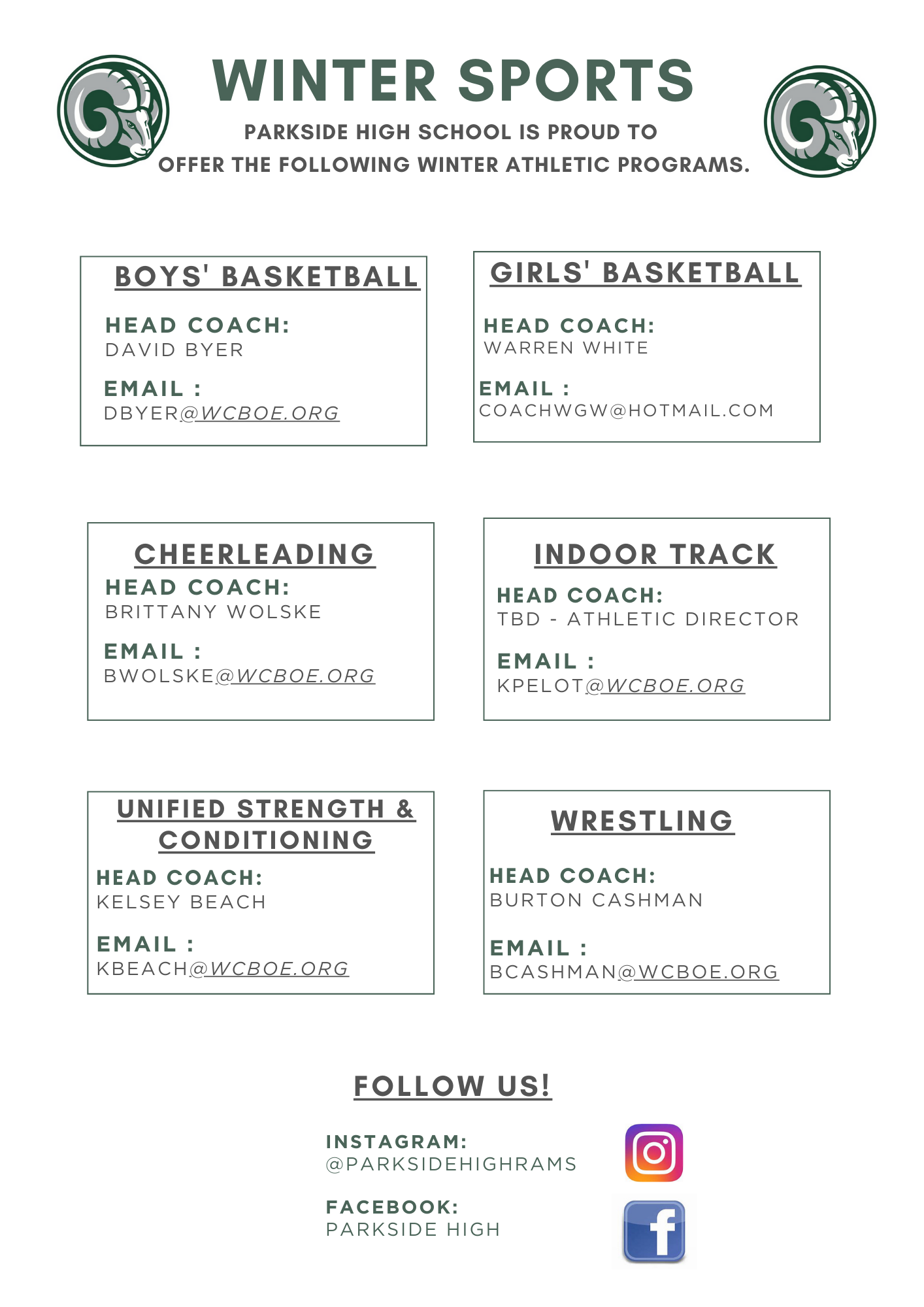 Winter sports coaching list