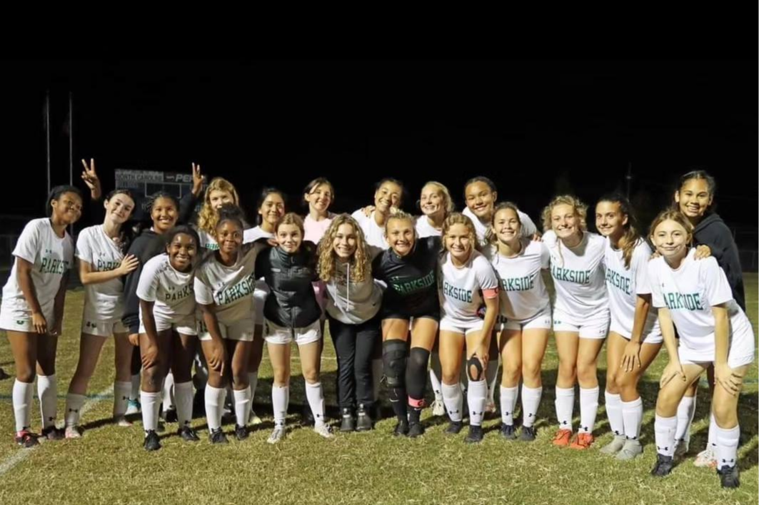 Image of Parkside High girls soccer team after a win