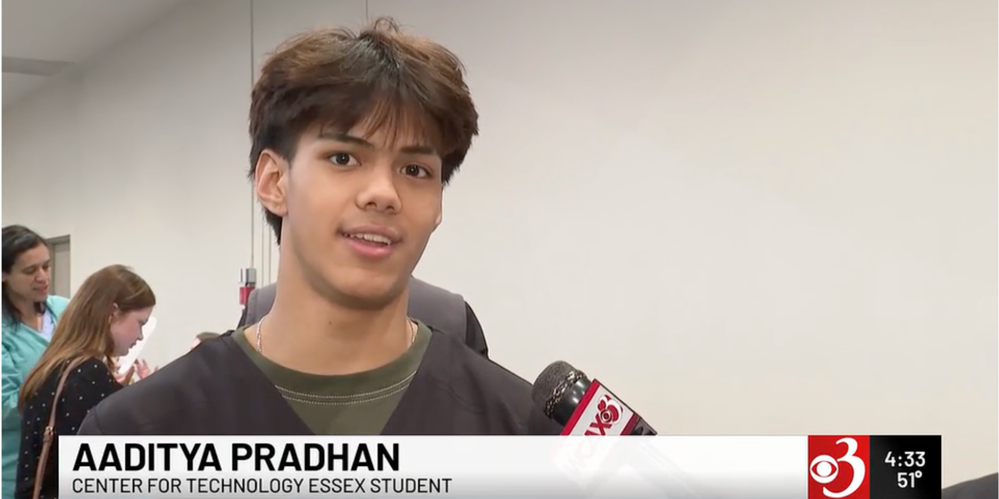 CTE student speaking to the media