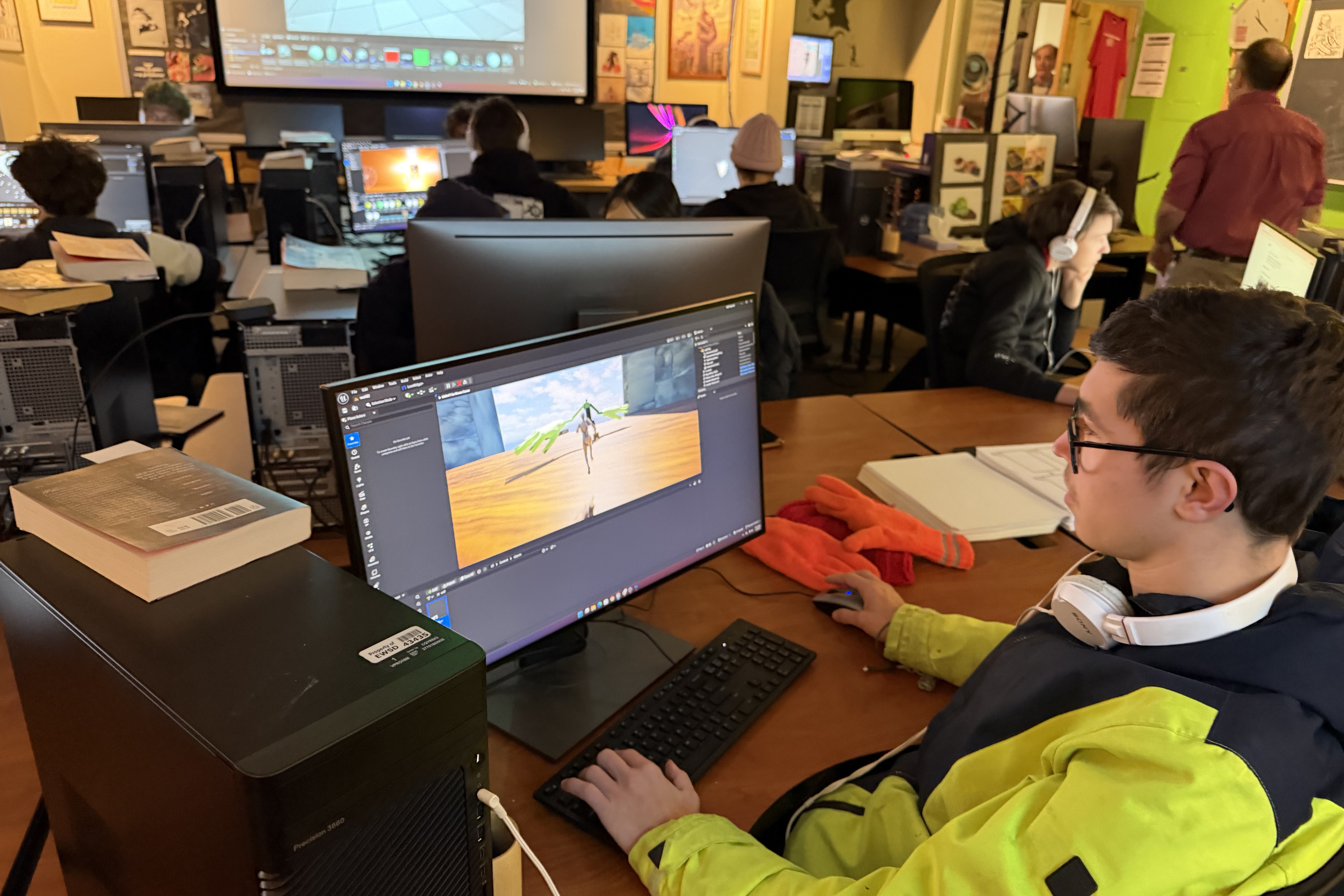 Student working on a computer