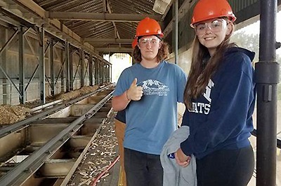 Students with hard hats on