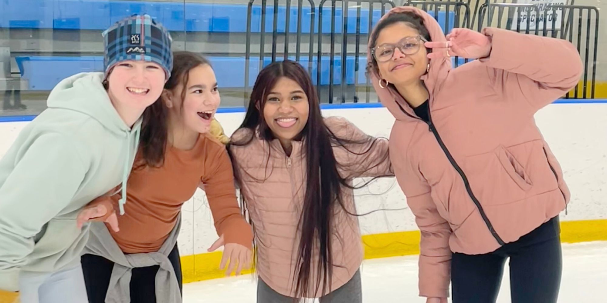 students ice skating 
