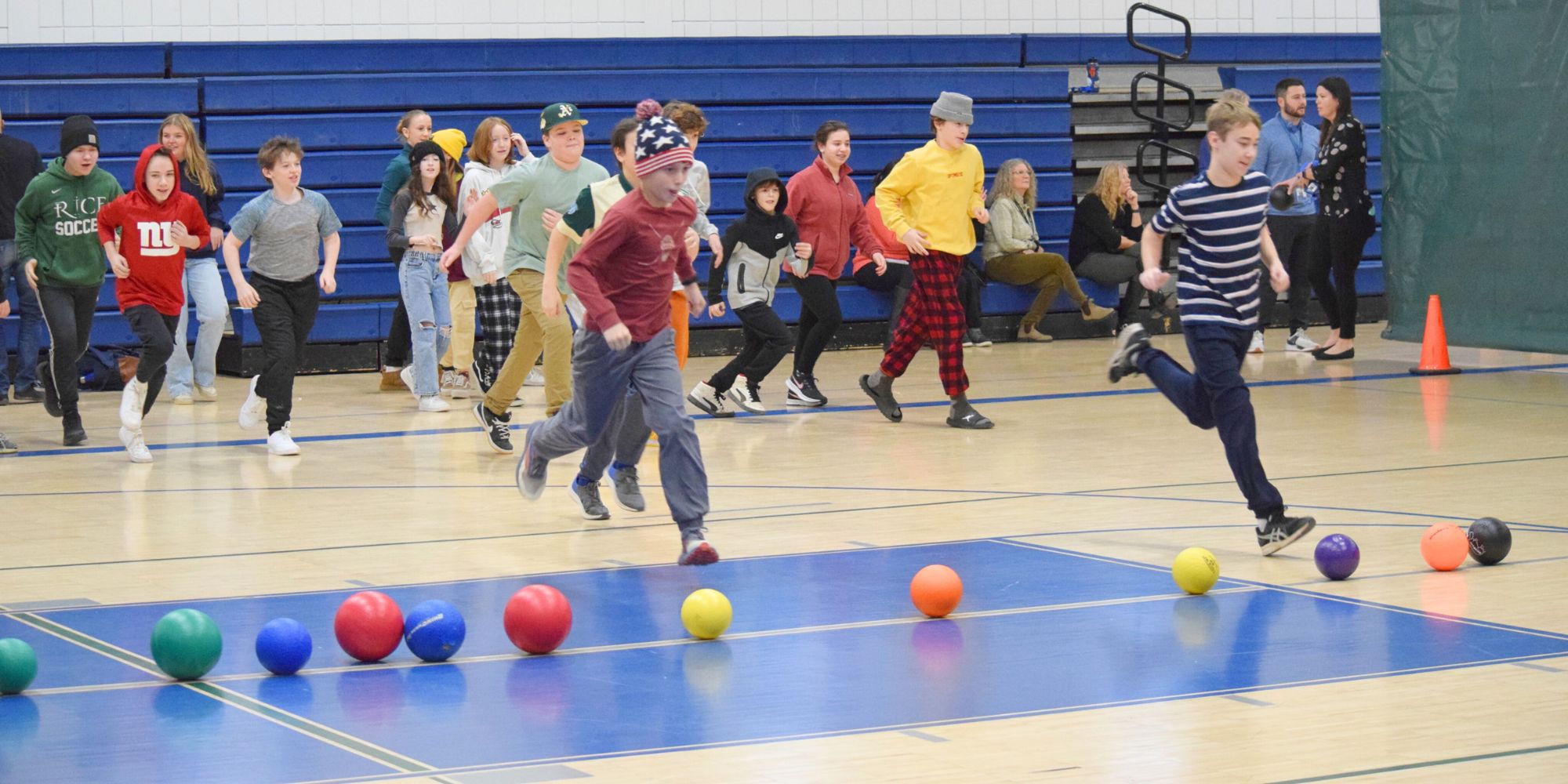 students playing dodgeball 
