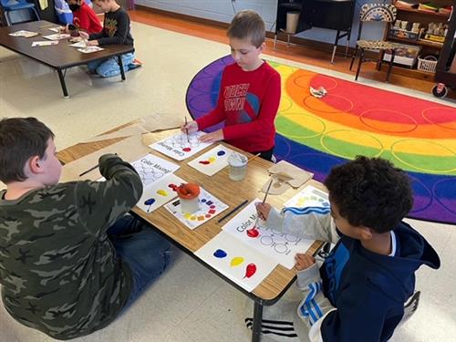 Students painting