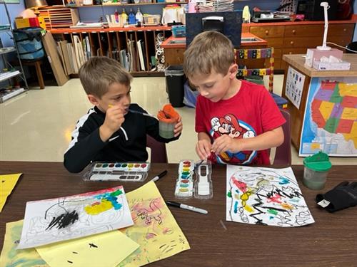 Students painting