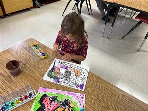 Students painting