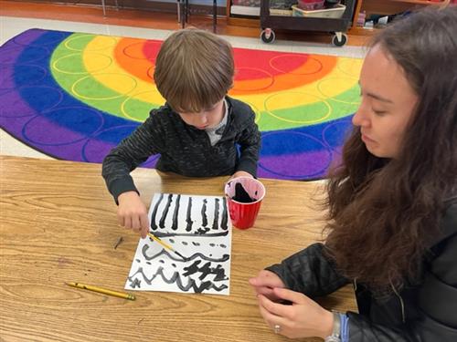 Students painting