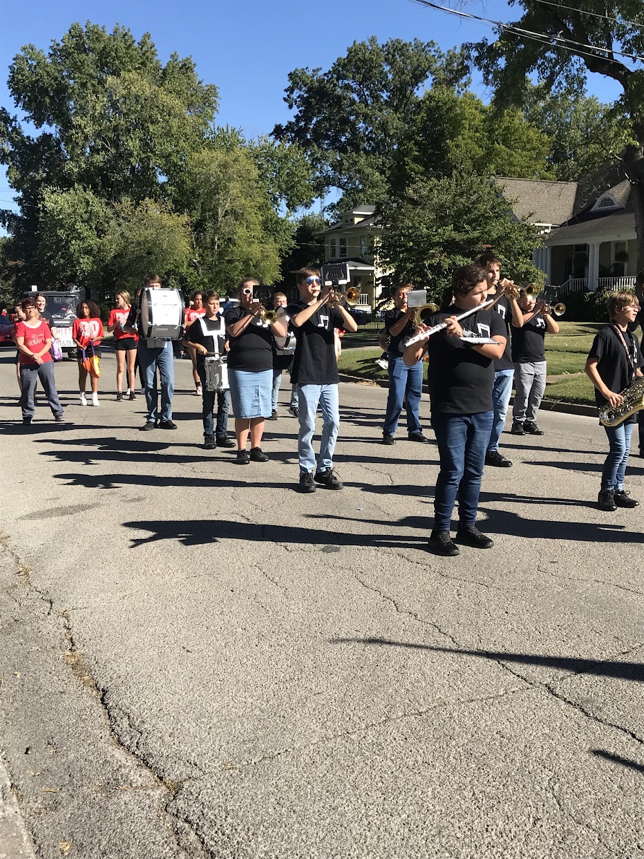 students marching band