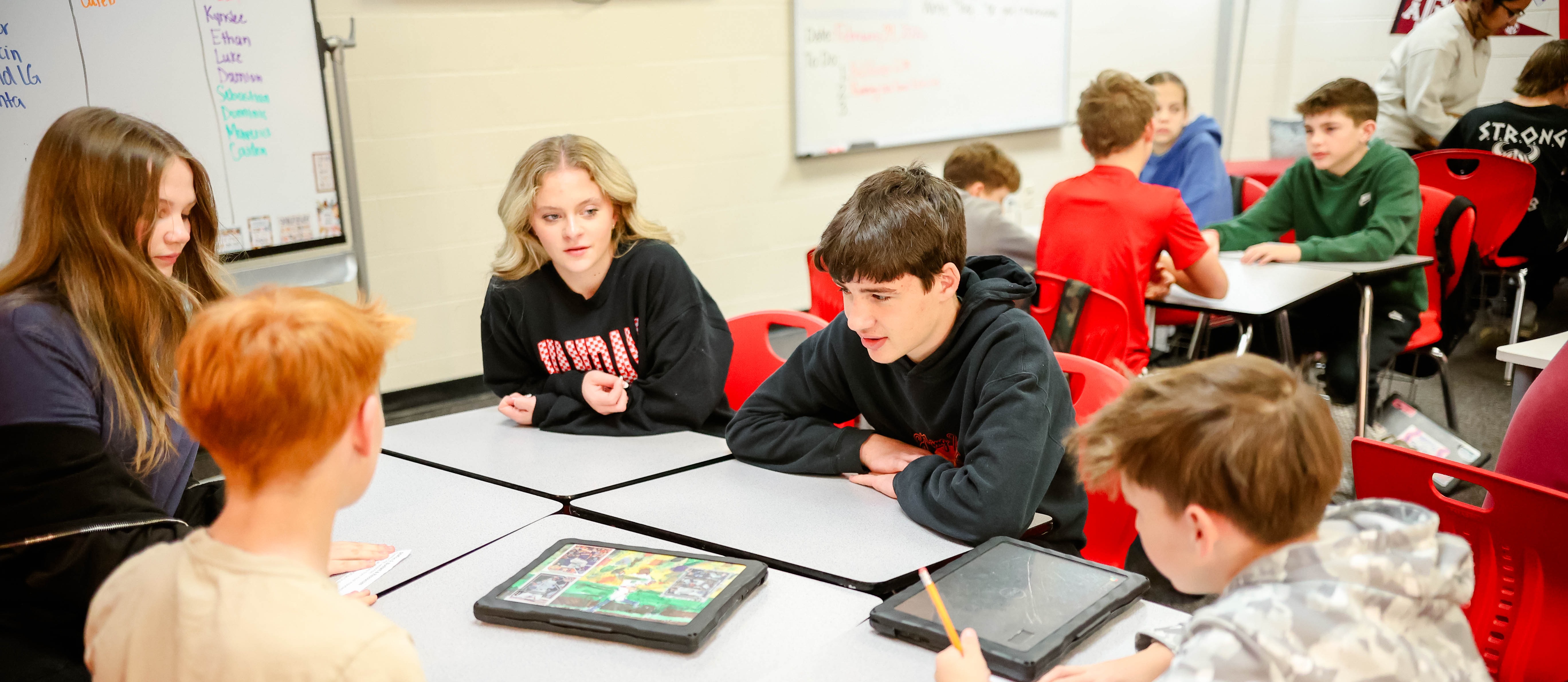 students working at desks