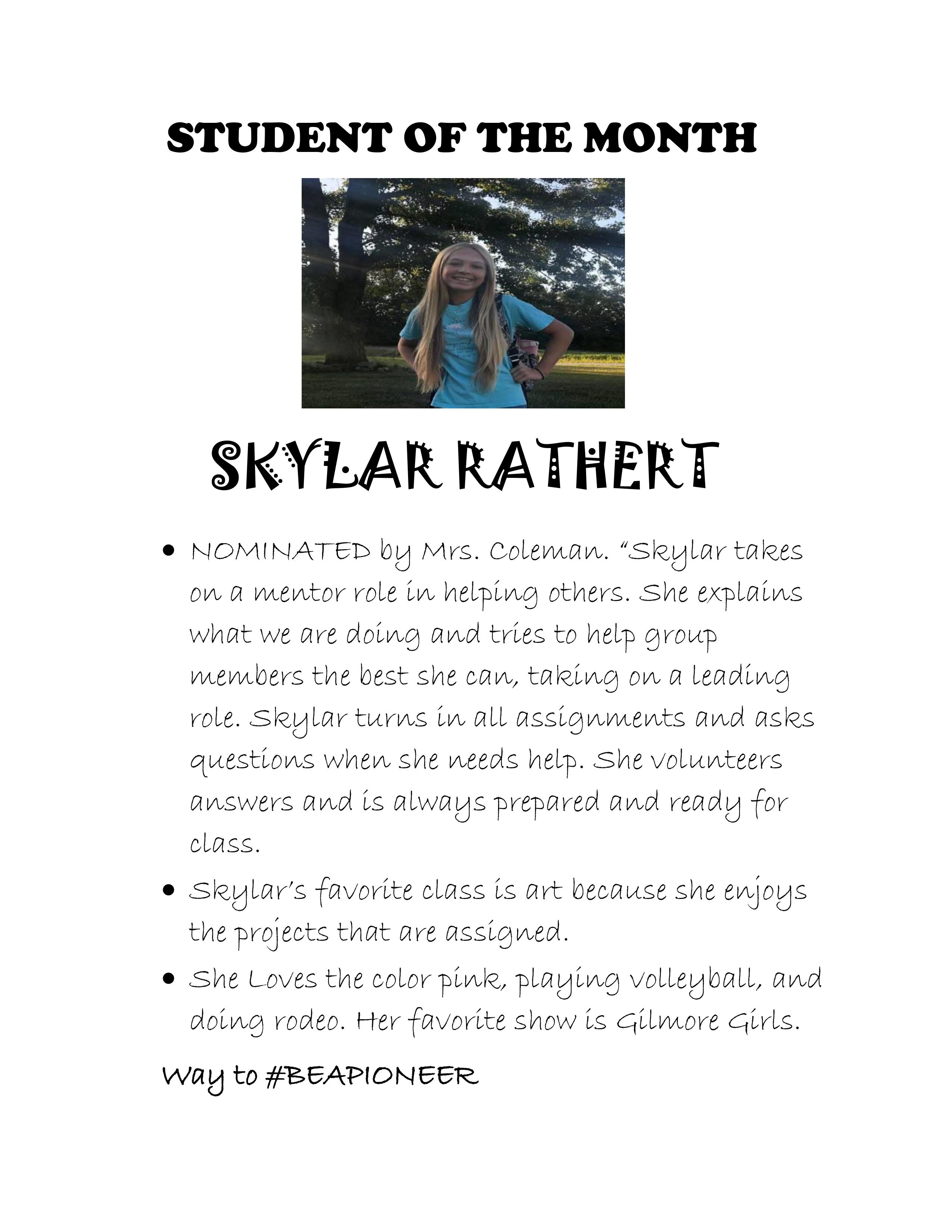 Student of the Month