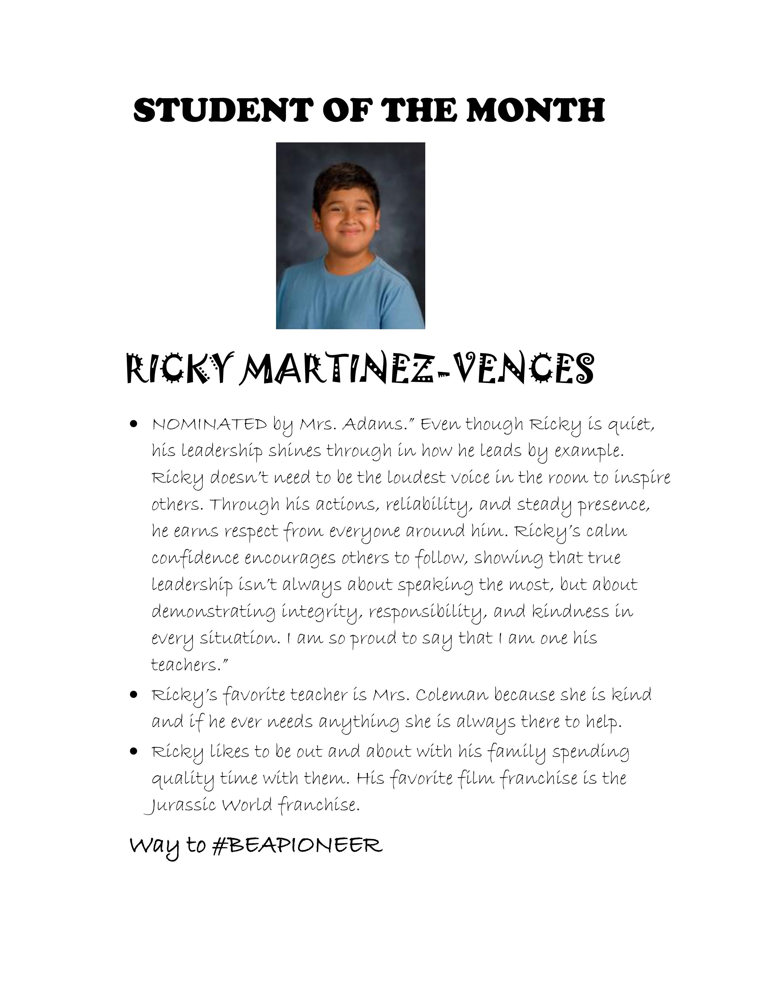 Student of the Month