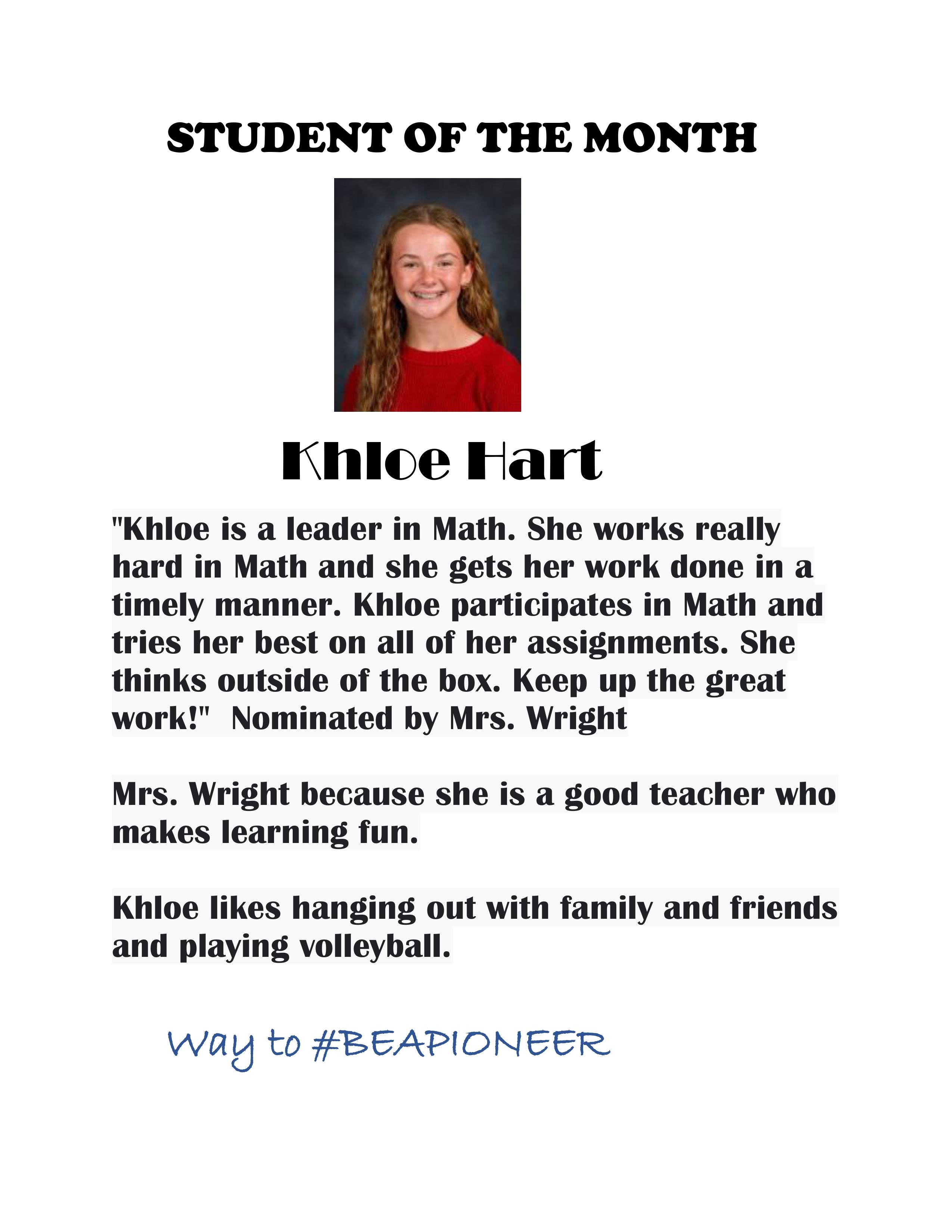Student of the Month