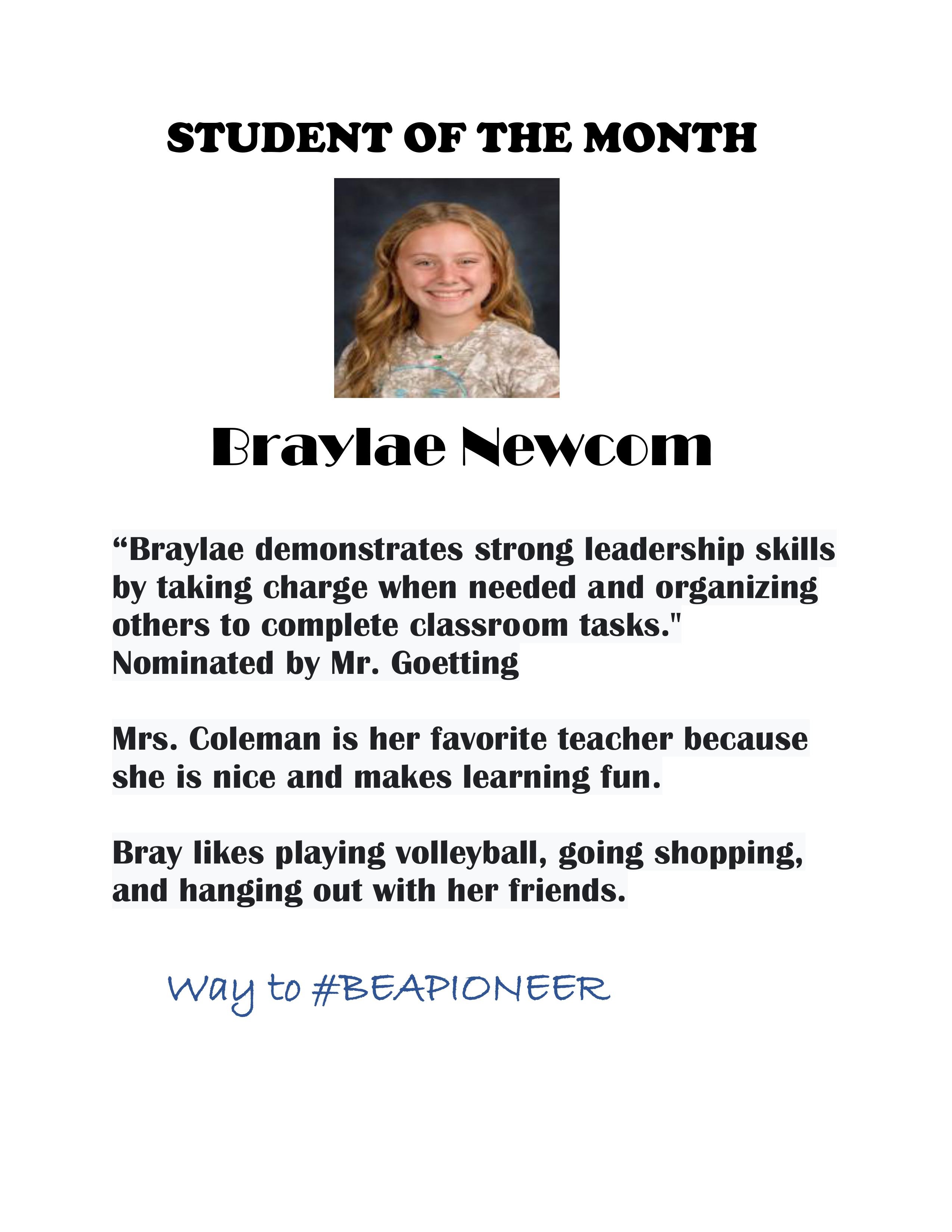 Student of the Month