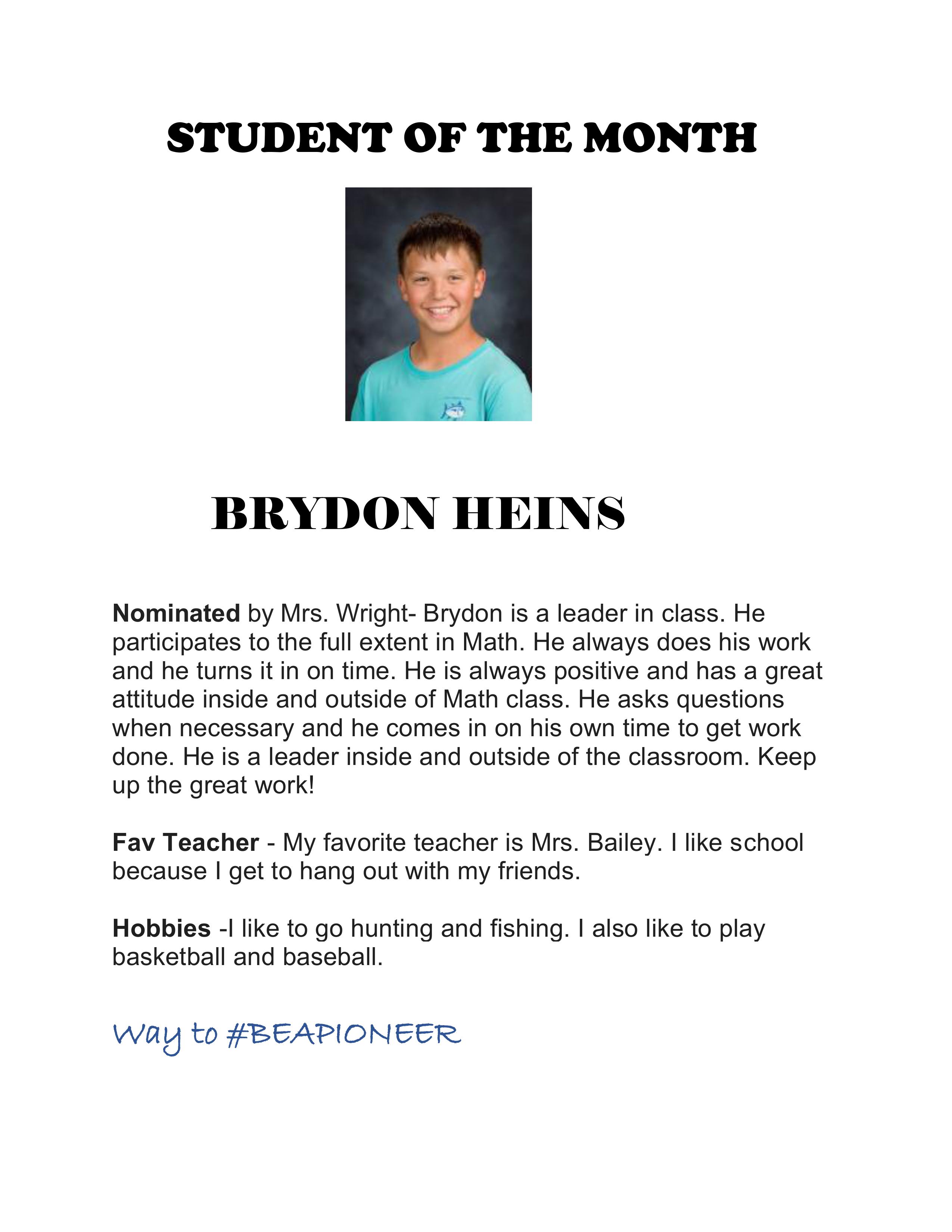 Student of the Month