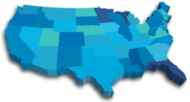 Animated map of United States with state borders