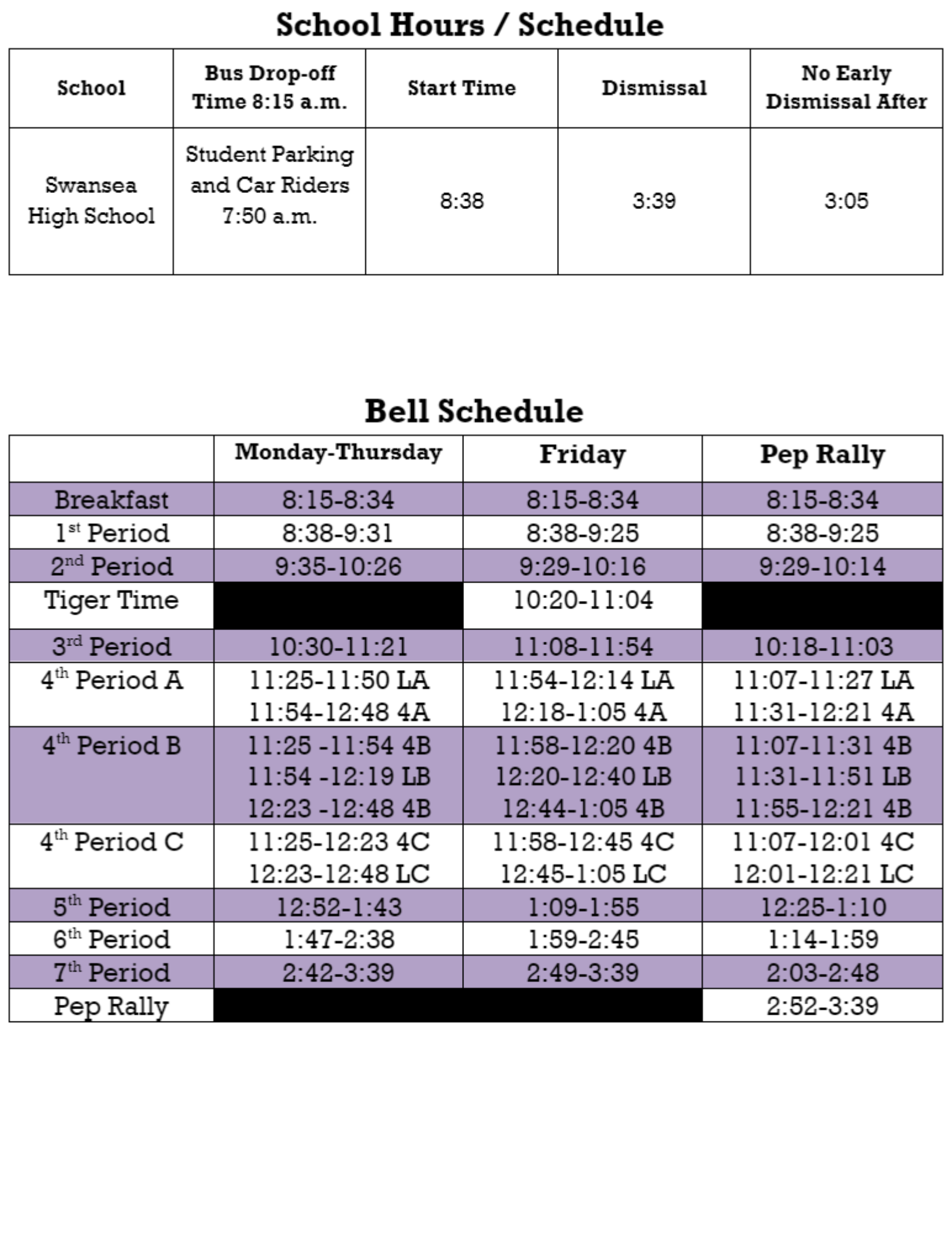 school hours and bell schedule image